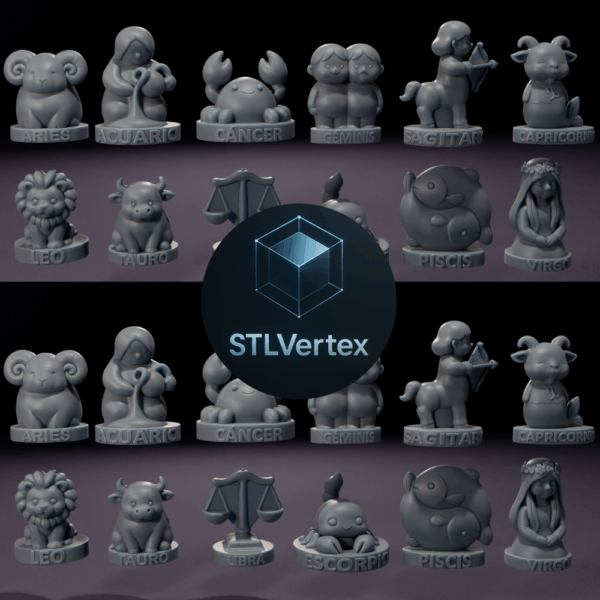 Colección de Velas de Signos Zodiacales chibi – Modelo 3D para impresión